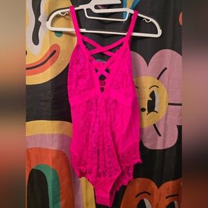 Torrid Size 0 Hot Pink Lace Bodysuit